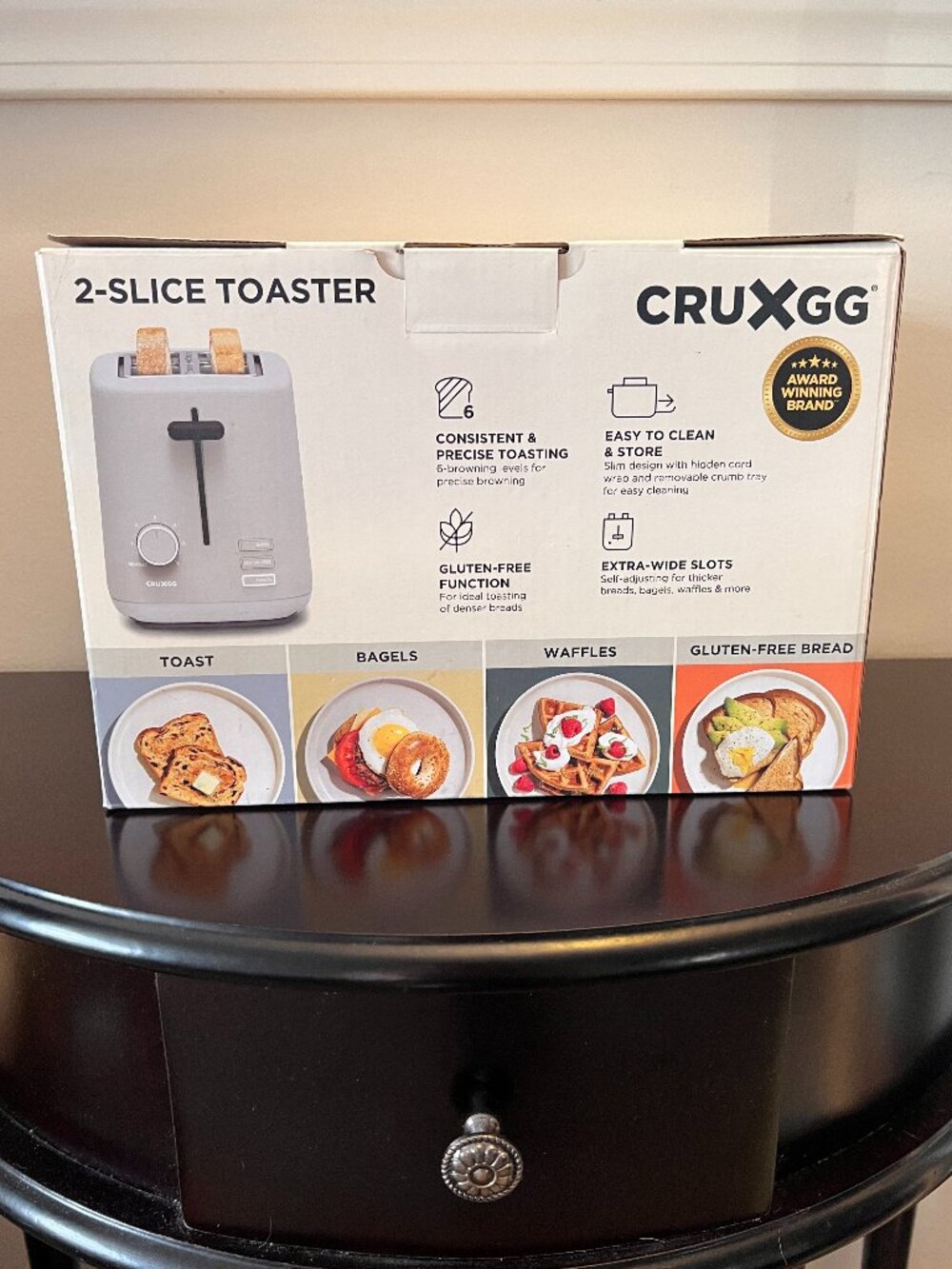 CRUXGG 2 Slice Toaster 6 Levels with Gluten Free Function NIB